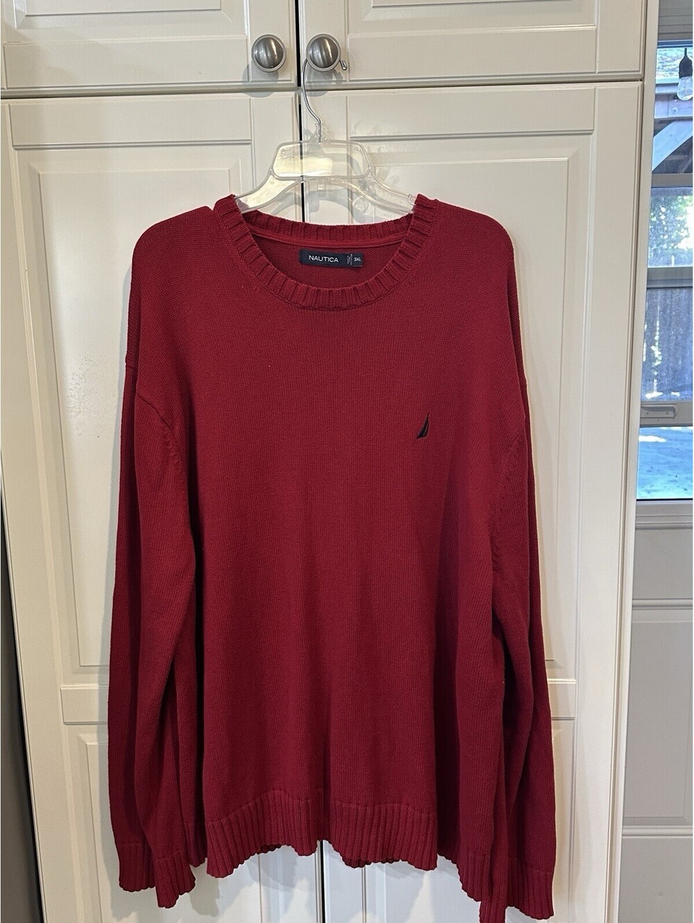Nautica Men's Deep Red Cotton Crewneck Sweater Size 3XL